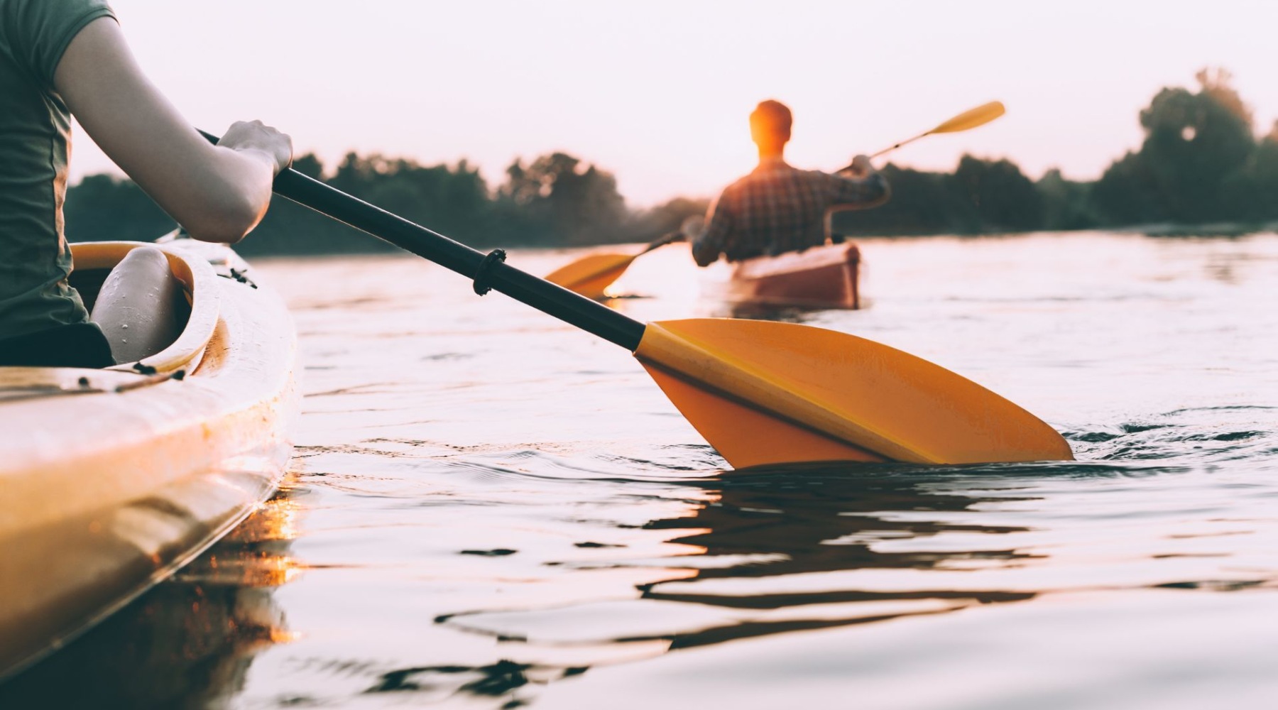 a couple kayaking